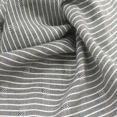 1 Yard Gray Ivory Rayon Pinstripe Fabric For Shirts, Dresses, Blouses Lightweight 57/58" Wide