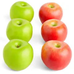 Artificial Fruit, Red and Green Fake Apples for Home Decor, Photography (2.5 In, 6 Pack)