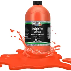Pouring Masters Neon Bikini Orange Ready to Pour Acrylic Pouring Paint - Premium 32-Ounce Pre-Mixed Fluid Acrylic Paint - Fluid Art Supplies for Canvas, Wood, Paper, Tile & Rocks