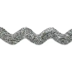 5 yards of 1" Metallic Large Ric Rac Trim | 5 yard cut Metallic Silver