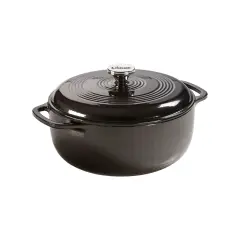 Lodge 6 Quart Dutch Oven, Enameled Cast Iron Cookware with Dual Handles and Lid, Durable Versatile and Vibrant for Your Culinary Creations, Midnight Chrome