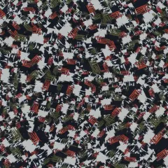 1 Yard Navy Burnt Orange Green Abstract Silk Chiffon Jason Wu, 45 Inches Wide