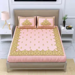 100% Cotton Indian Ethnic 3-piece Fitted Sheet 150 Thread Count Bedsheet with Breathable Pillowcases Deep Pocket Fitted Sheet Premium Soft Bedsheet (king Queen Twin)