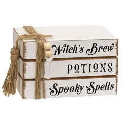 Halloween Mini Book Stack Witchs Brew Potions Spooky Shelf Decor