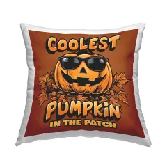 Coolest Pumpkin with Sunglasses Decorative Printed Throw Pillow Design by Jedco Brands, Inc., 18 x 7 x 18