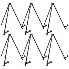 13.5" Black Metal Tabletop Easel Stand (6 Pack) - Foldable Tripod Table Top Easel Stand for Sign, Art, Poster Board, Canvas & Photos - Display Table Easels with Non-Skid Feet
