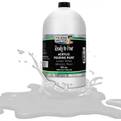 Pouring Masters Luster White Metallic Pearl Ready to Pour Acrylic Pouring Paint - Premium 64-Ounce Pre-Mixed Fluid Acrylic Paint - Fluid Art Supplies for Canvas, Wood, Paper, Tile & Rocks