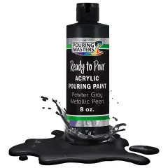 Pouring Masters Pewter Gray Bark Metallic Pearl Ready to Pour Acrylic Pouring Paint - Premium 8-Ounce Pre-Mixed Fluid Acrylic Paint - Fluid Art Supplies for Canvas, Wood, Paper, Tile & Rocks