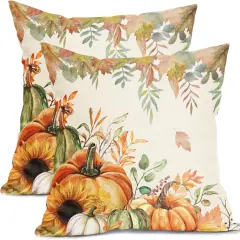 Autumn Pumpkin Maple Leaves Decorative Pillow Covers