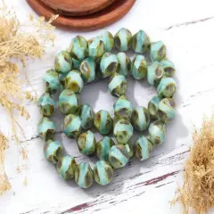 *15* 9mm Larimar Mix Picasso Central Cut Round Beads