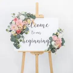 2pcs Wedding Arch Flowers,Wedding Artificial Sign Flower,Welcome Easel Door Decor