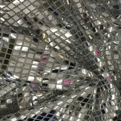 1 Yard Silver Square Foil Sequin Mesh Fabric For Stage Backdrops Parties Crafts 42&Prime; Wide