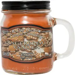 Gingerbread Vanilla Scented Mason Jar Candle, 100 Hour Burn Time, Made in The USA - 13 Ounces