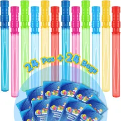 24 Pack 14&rsquo;&rsquo; Bubble Wands, Big Bubble Wands With 24 Bubble Refill Solution, Bubbles Party Supplies For Easter, Birthday, Wedding, Summer Outdoor/indoor Activity, Bubbles Party Favors For Kids