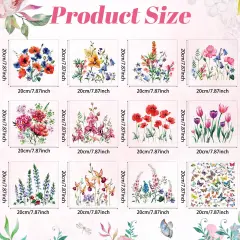12 Sheets Iron on Decals - Watercolor Transfers for Clothing, Heat Transfer Stickers, Spring Appliques for T-Shirts Jackets DIY Art Decor(Flower)
