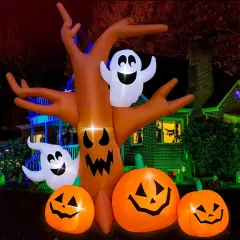 8 Ft Halloween Inflatable Dead Tree with Ghosts Pumpkins Decoration