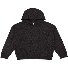 LAT&reg; Youth Pullover Fleece Hoodie BLACK LEOPARD