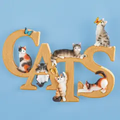 Collections Etc Hand-Painted Cats with Butterflies Wall Art Decoration