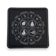 Coaster - Zodiac Elements - SET OF 2 - Leather or Stitched Cork Black/Silver
