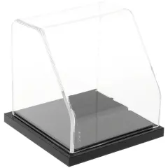 Plymor Clear Acrylic Slanted Front Display Case, 4" x 4" x 4" Black