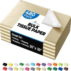 Tissue Paper for Gift Bags -20" X 30" Bulk Tissue Paper Dark Blue 480 Sheets - 10lb Newsprint for Packing, Birthday Gift Box Filler, Packing Supplies for Moving SuppliesGold