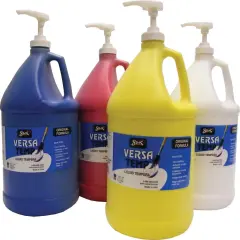 Sax Versatemp Heavy-Bodied Tempera Paint Kit with Pumps, 1 Gallon Bottles, Assorted Colors, Set of 4