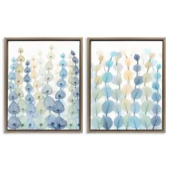 Stupell Industries Seaweed & Ocean Plants Pattern Framed Floater Canvas Wall Art Brown Floater Frame