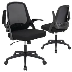 Costway Mesh Office Chair Adjustable Rolling Computer Desk Chair w/Flip-up Armrest White\Black