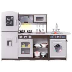 Costway Kids Kitchen Playset with Realistic Lights & Sounds Ice Maker Stoves Sink Oven