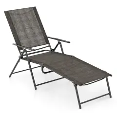 Costway Patio Folding Chaise Lounge Chairs with 6-Level Backrest Reclining Chairs
