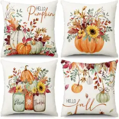 Hello Fall Pumpkin Pillows Decorative