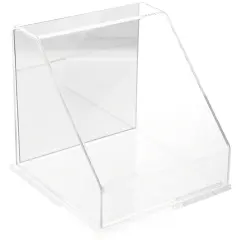 Plymor Clear Acrylic Slanted Front Display Case, 8" x 8" x 8" Clear (Mirrored)