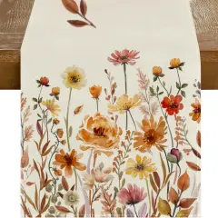 Fall Floral Table Runner 13x72 Inch, Autumn Fallen Leaves Decor- (Multicolor, 13" x 72")
