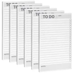 6 Pack To Do List Notepads, Daily Reminder Checklist (8.5 x 5.5 In, 60 Sheets Each) White