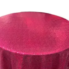 1 Yard Glitz Sequin Tablecloth 90 Inch Round Durable Polyester for Parties and Weddings Fuchsia