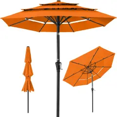 Best Choice Products 10ft 3-Tier Patio Umbrella, Market Sun Shade w/ Tilt Adjustment, Easy Crank Orange