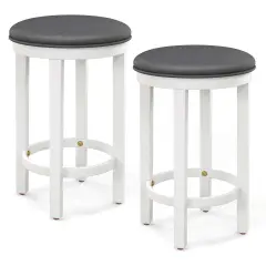 Costway Bar Stools Set of 2 Counter Height Stools with Round Seat & Footrest for Kitchen Black/Grey