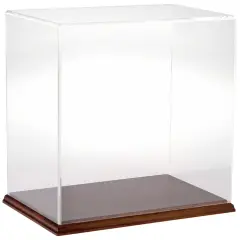 Plymor Clear Acrylic Display Case, 12" W x 8" D x 12" H Hardwood