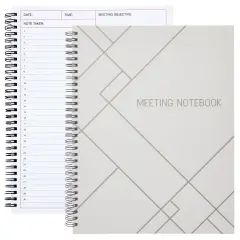 2 Pack Meeting Notebooks for Work, Spiral-Bound Daily Planner for Project Management, Office, Business, Note Taking, Organizer (160 Pages, 8.5 x 11 In) White