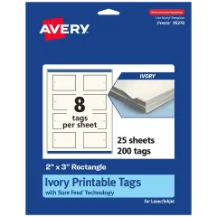 Avery 2" x 3" Rectangle, Matte Ivory Printable Tags