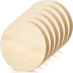 6 Pack MDF Wood Circles, 6" Round Unfinished Wood Board-1" Thick Wood Block