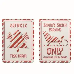 Transpac Metal Candy Cane Sign Set of 2, Multicolor Christmas Wall Decorations, 13in x 9.5in, Metal, Spot Clean, Festive Home Decor