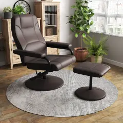 Costway Reclining Chair with Ottoman Lounge Accent Armchair Padded Seat Footrest for Bedroom
