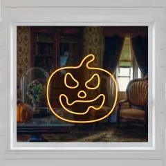 Northlight LED Jack-O-Lantern Neon Lighted Halloween Wall or Window Decoration - 15" - Orange