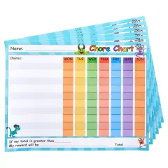 Juvale 6 Pack Dry Erase Chore Chart for Kids Ages 3-14, Reusable Behavior Reward Board with Stick-On Backing for Classroom, Monster Designs (14.5 x 11 In)