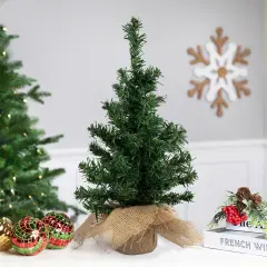 Northlight 18" Two-Tone Mixed Green Pine Artificial Christmas Tree with Burlap Base, Unlit