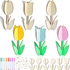 12 Pack Wood Tulips to Paint