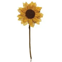 Sunflower Burlap Pick for Home Decor Spring Summer Fall Floral Accent