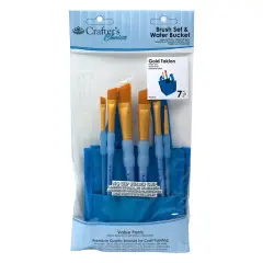 RCC 513 | Crafter's Choice&trade; 6pc Golden Taklon Variety Brush Set & Water Bucket