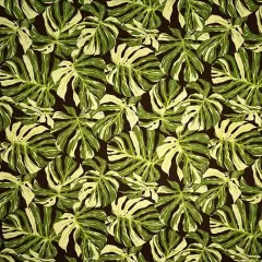 1 Yard All over Multicolor Monstera Leaves Fabric, 100% Cotton Barkcloth, 45" Wide Brown